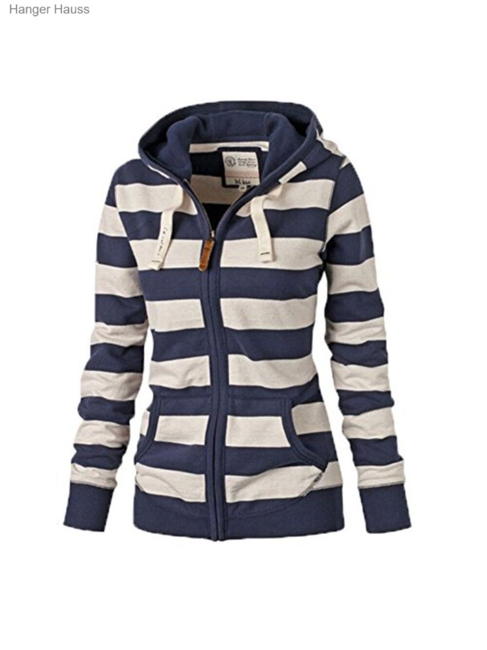 Women's Striped Zip Up Hoodie Casual Jacket Polyester Spandex